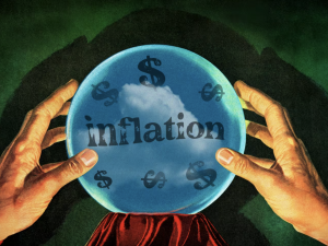 Illustration of hands holding magic ball that says "inflation"