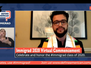 Axel speaking at virtual commencement