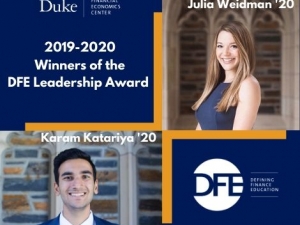 2019-2020 DFE Leadership Award Winners Karam Katariya and Julia Weidman