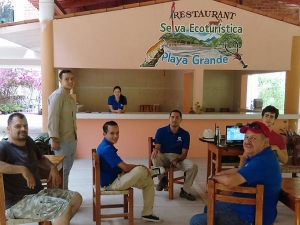 Undergraduate Matheus Dias with locals in Playa Grande, Mexico.
