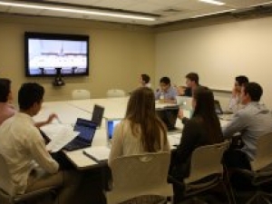 Alum Goodner and Professor Rasiel Co-teach Equity Analysis Class			