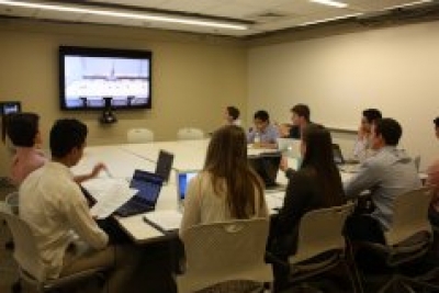 Alum Goodner and Professor Rasiel Co-teach Equity Analysis Class			