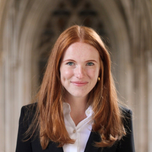 Portrait photo of Blair Spencer with Duke Chapel arches in the background